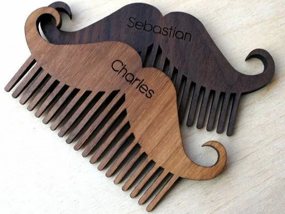 Personalized Mustache Shaped Wooden Beard Comb personalized gift for him idea