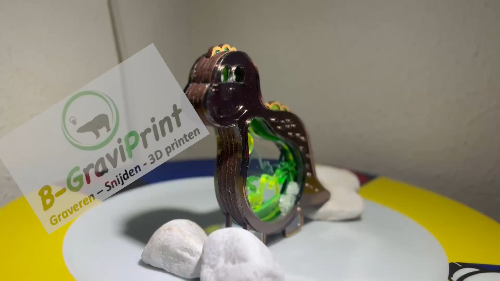 [Laser cut and engrave] Laser Cut Dino Figurine with Two Different Sides to see