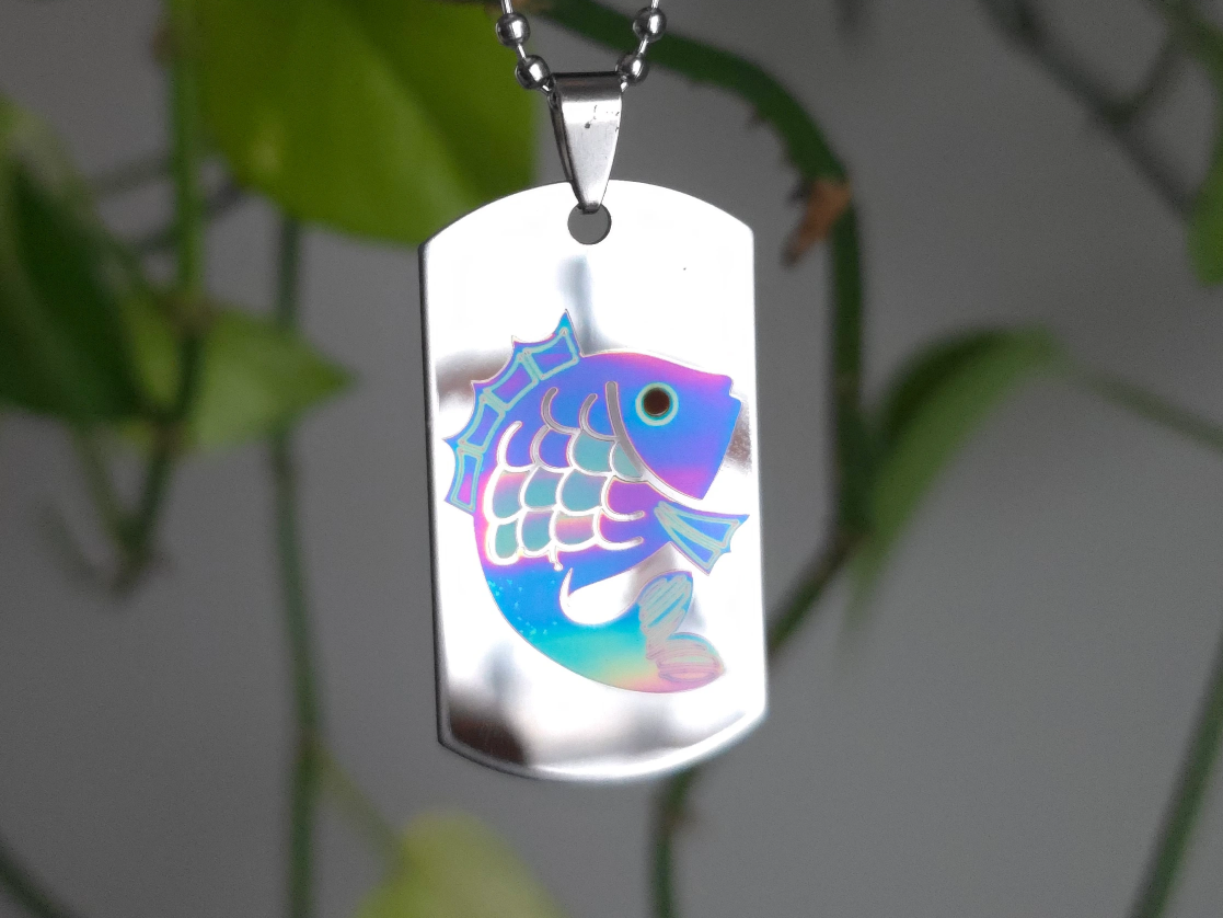Holographic Fish Stainless-Steel Pendant