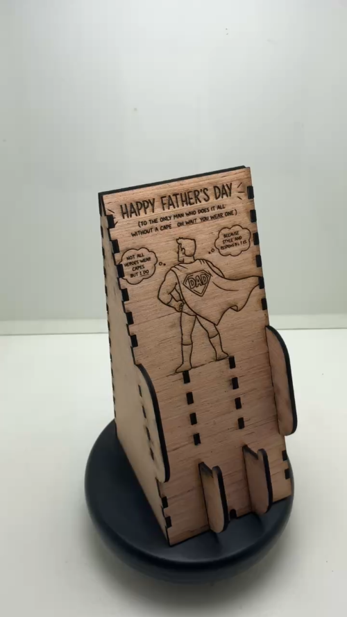 [Laser cut and engrave] Happy Father's Day Wooden Phone Stand