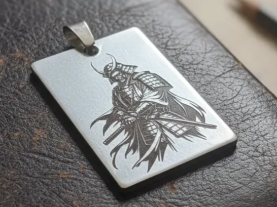 Samurai Pendant in Stainless Steel dog tag pendant design