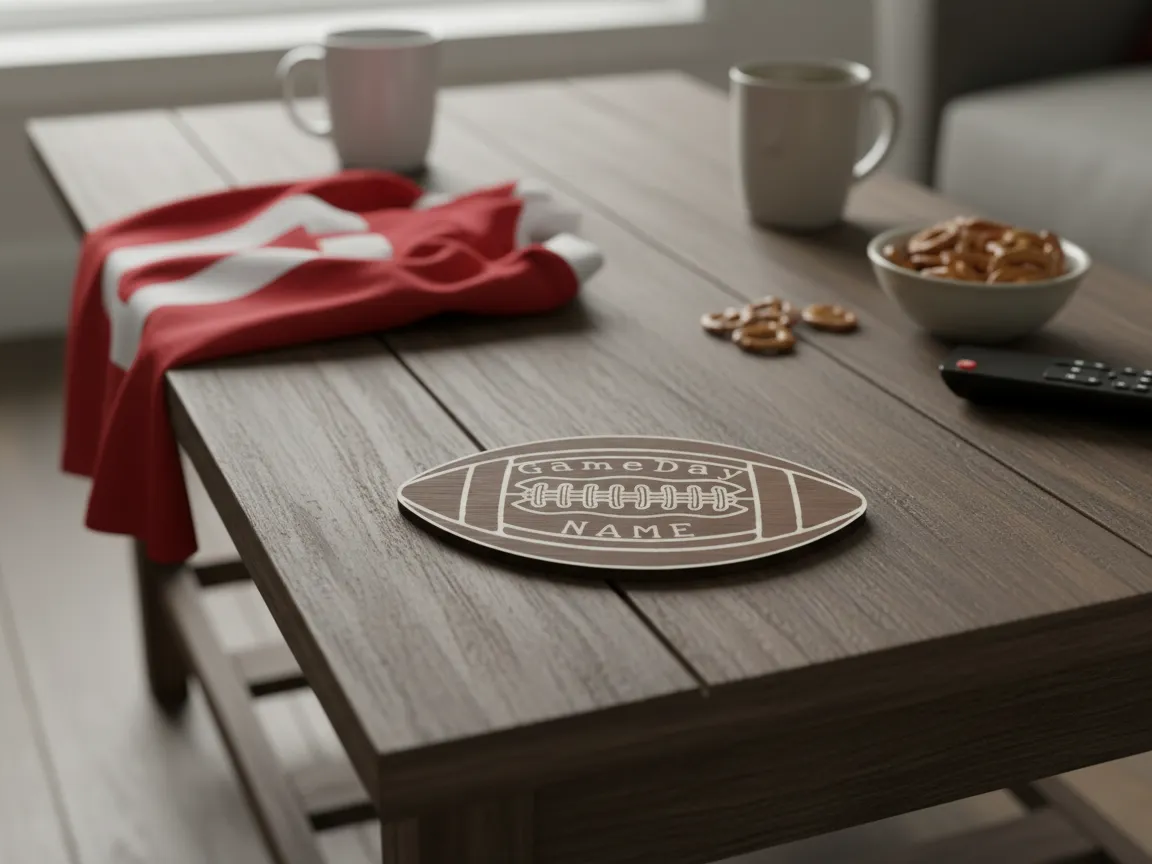 Personalized game day football coaster sports party decoration design