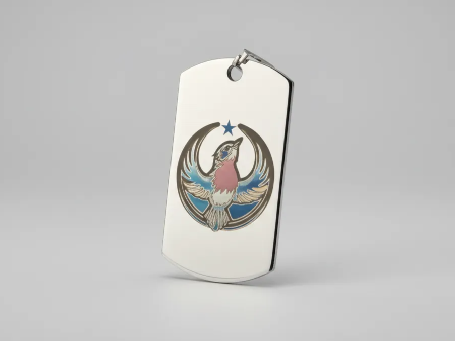 New York State Blue Bird Emblem Necklace dog tag pendant design