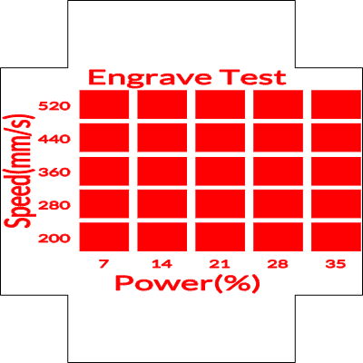 Engraving test grid for a black anodized aluminum business card S1 40W.xcs