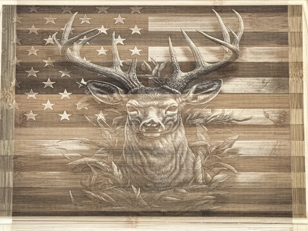 Deer on a Flag Engraved Cutting Board dad birthday gift idea