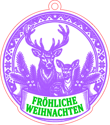 Christmas Reindeer Ornament – Custom Text Banner.xcs