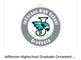 Class of 2026 high school graduate ornament with school name gift for her