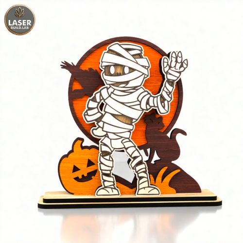 [Laser cut and engrave] Halloween Mummy Figurine – Party Centerpieces - Wooden Decor