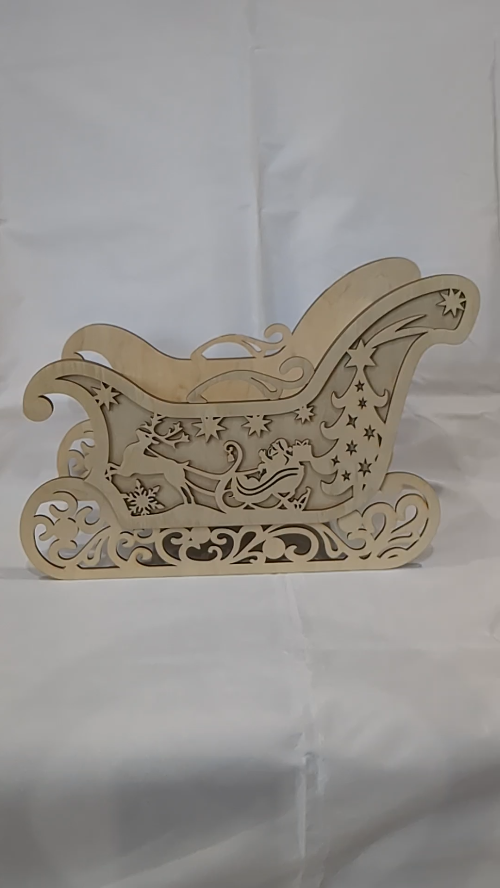 [Laser cut and engrave] Christmas Sleigh Wine Holder Laser Cut Design, SVG DXF Vector Template, Greeting XMAS Decor