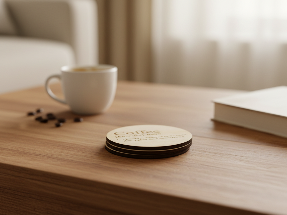Set of funny coffee-themed coaster designs