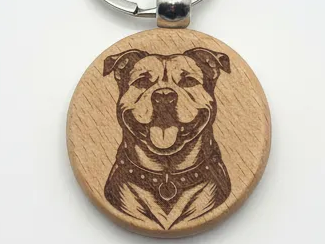 Bamboo Dog Portrait Keychain wood keychain idea