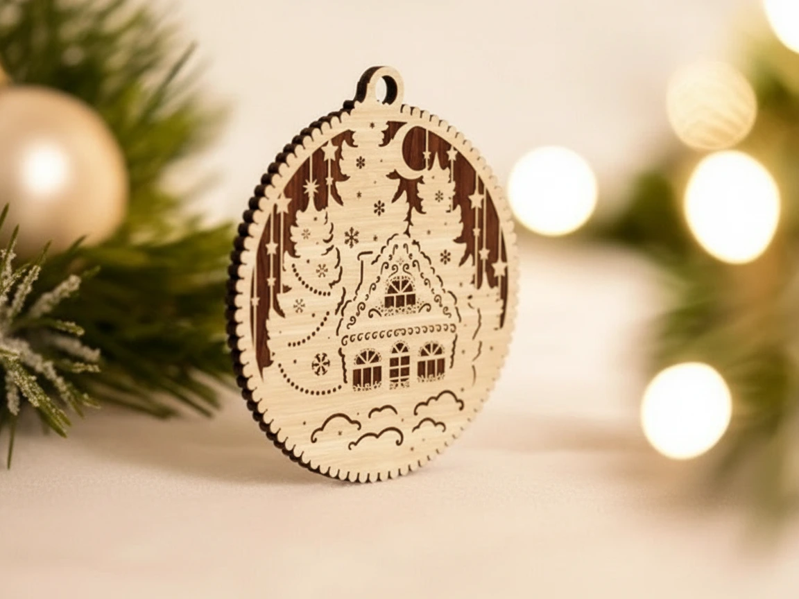 Winter Cabin Scene Ornament Christmas Eve box idea