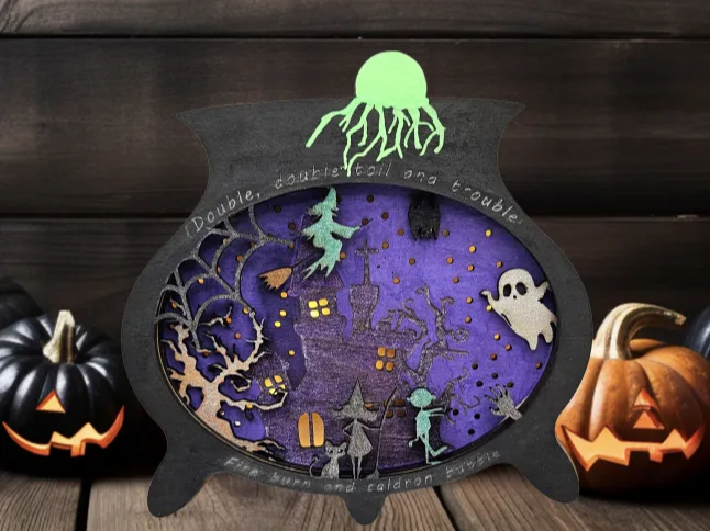Lighted Cauldron Shadow Box Ornament shadow box design