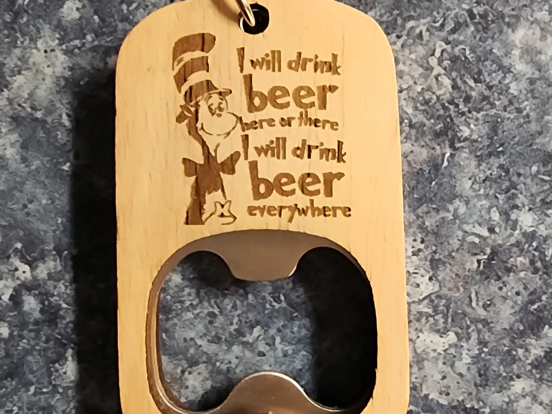 Wooden Beer Bottle Opener Keychain laser cut keychain idea for men