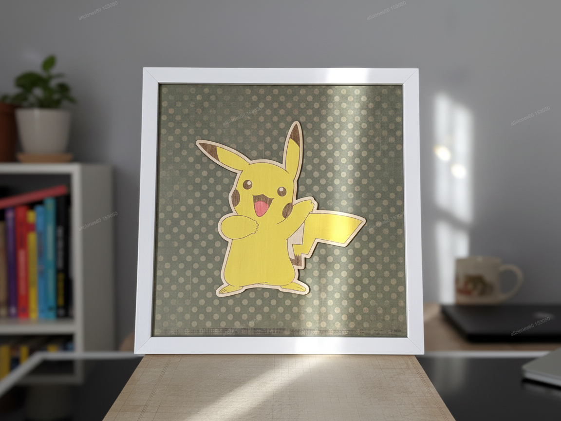 Framed Pikachu Portrait wall art Pokemon decor idea