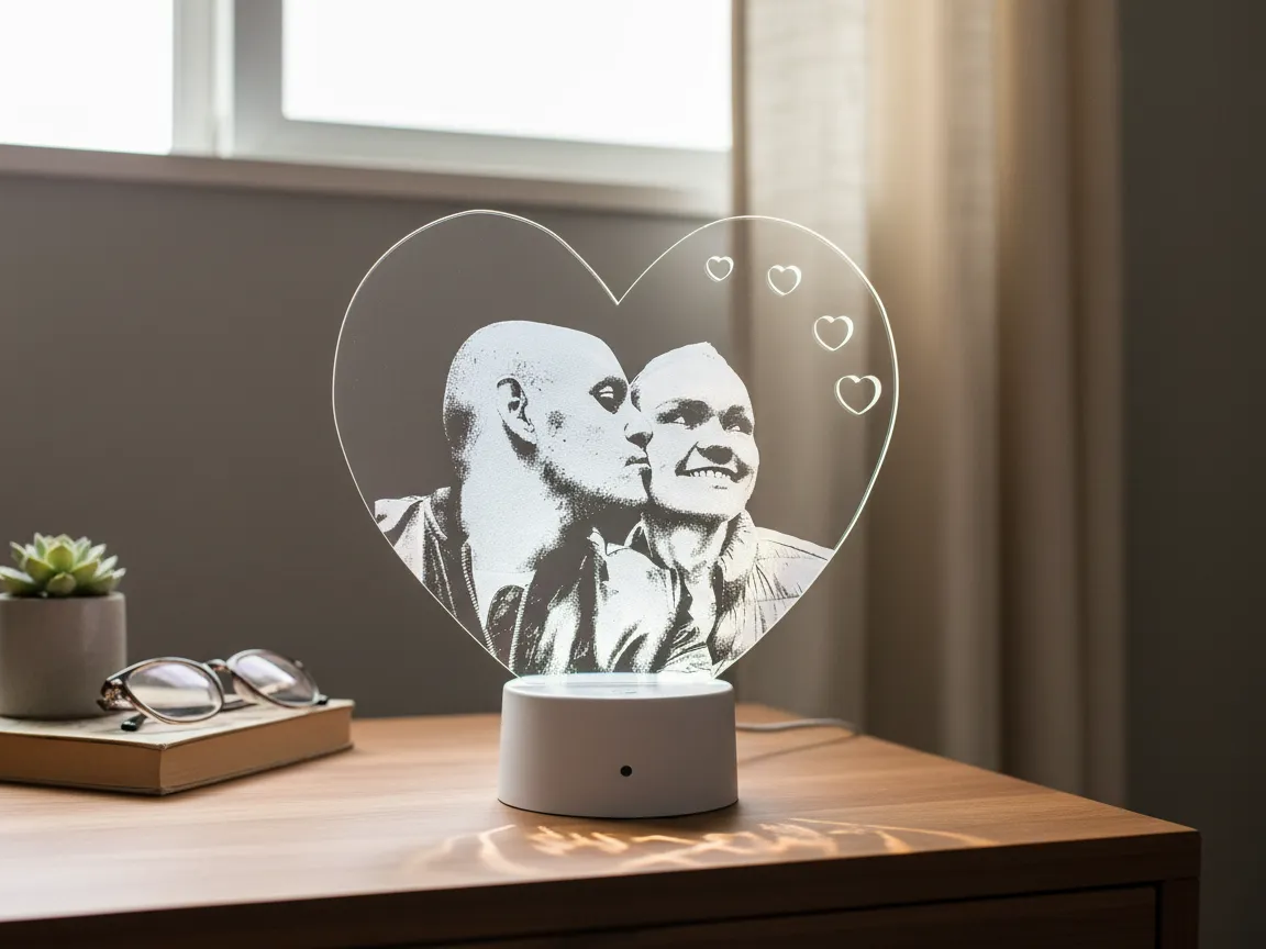 Heart-Shaped LED Acrylic Photo Lamp birthday gift for girlfriend idea