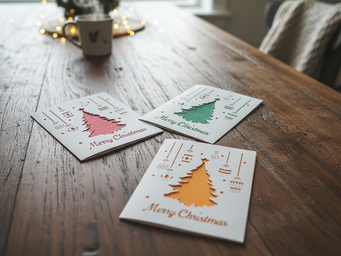 Laser Cut Merry Christmas Holiday Cards birthday card design