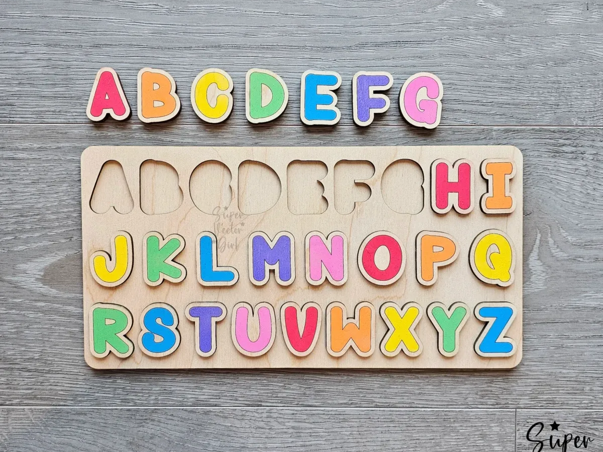 Bright Alphabet Letters Puzzle laser cut word puzzle idea