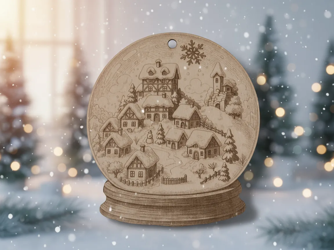 Winter Village Snow Globe light up Christmas tree ornament idea