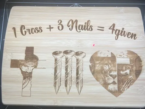 "1 Cross + 3 Nails = 4given" Religious Cutting Board