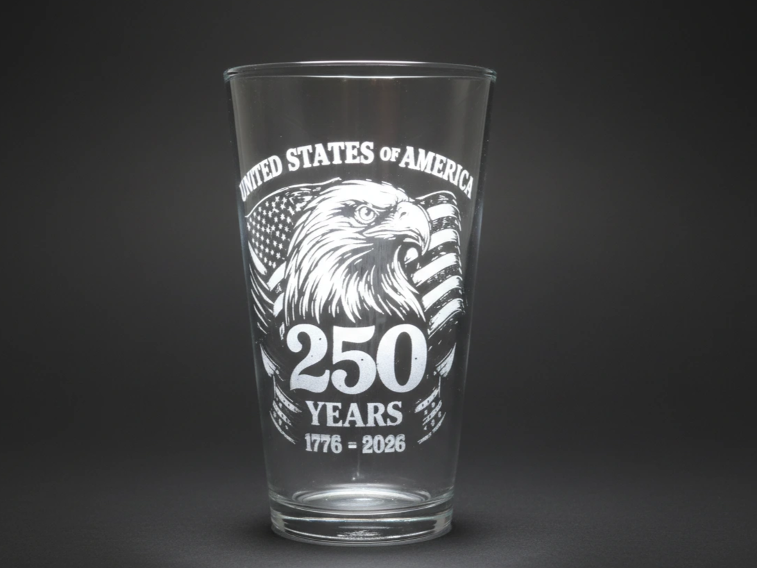 Glass Cup engraving Celebrating the 250th years of our country — free patriotic laser/print project file on Atomm