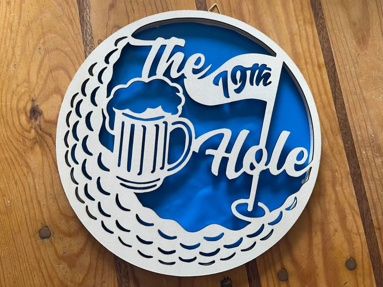 The 19th Hole golf wall art with beer mug design gift idea