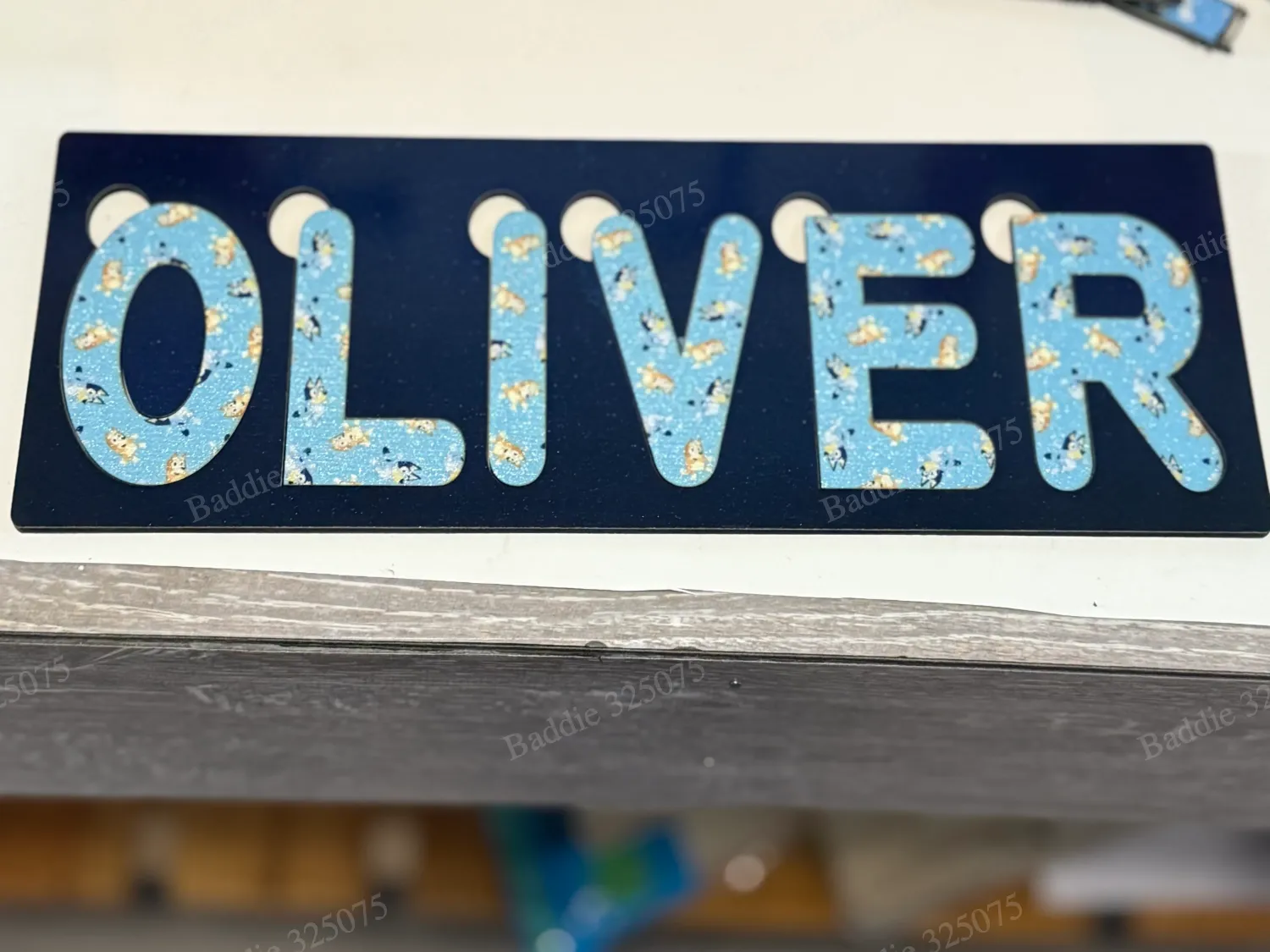 Ocean-Blue Name Puzzle laser cut word puzzle idea