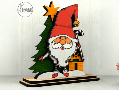 [Laser cut and engrave] Christmas Gnome – Wooden Holiday Figurine