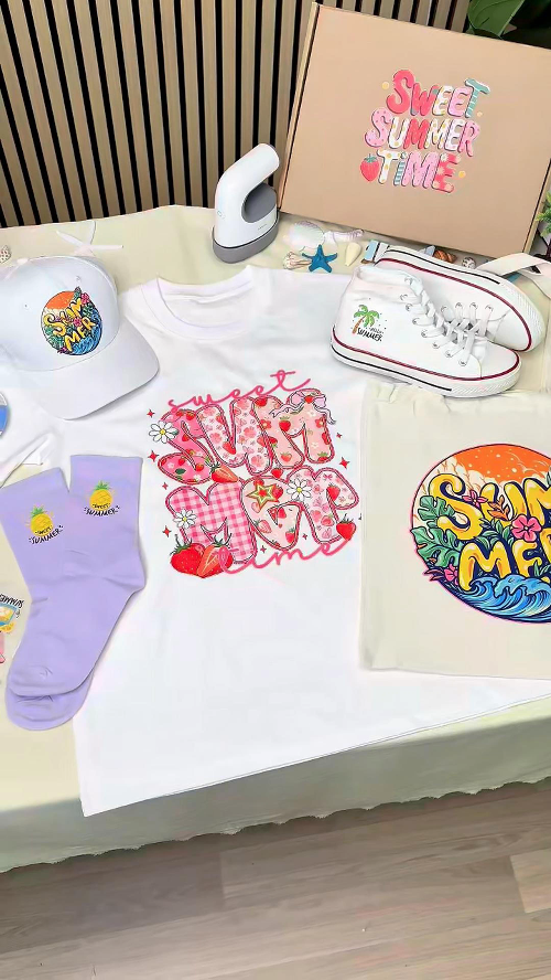 [DTF Printing] Summer Themed Apparel Set with T-shirt, Cap, Socks, and Shoes