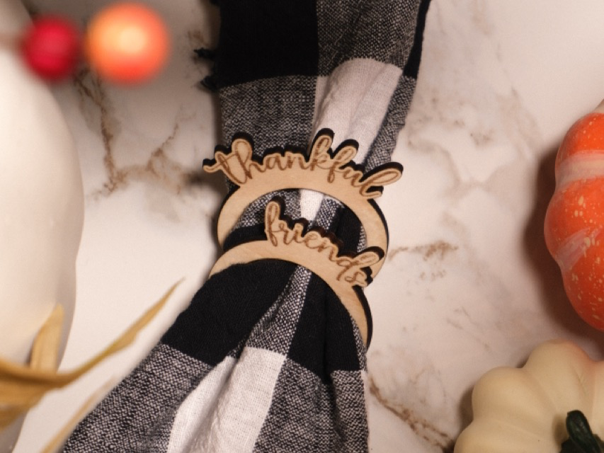 Lot de 5 ronds de serviette pour le dîner de Thanksgiving – design de cadeau de Thanksgiving