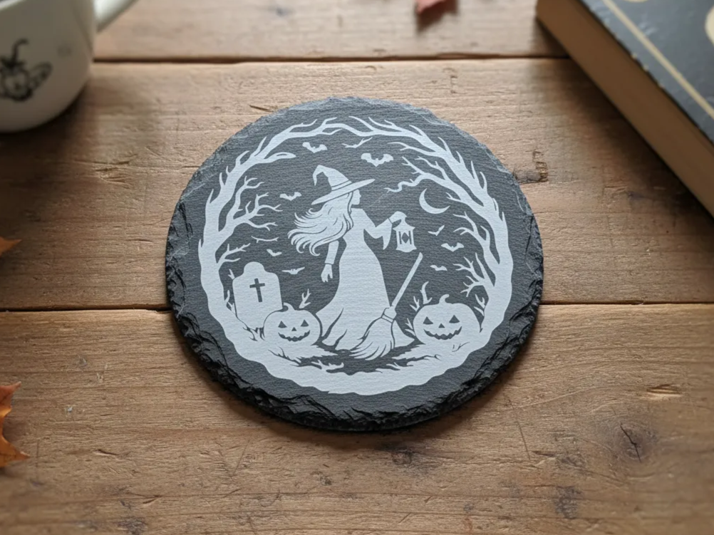 Witch Pumpkin Slate Coaster Halloween coaster idea