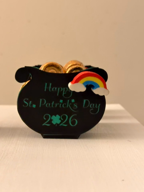 [Laser cut and engrave] Laser Cut St. Patrick's Day Pot of Gold Decoration 2026