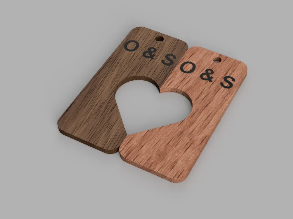 Heart Cutout Initials Keychain wood keychain idea