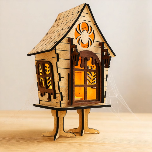 [Laser cut and engrave] Halloween Lantern Set (3 Designs) - Witch's Hut & Spooky Decor