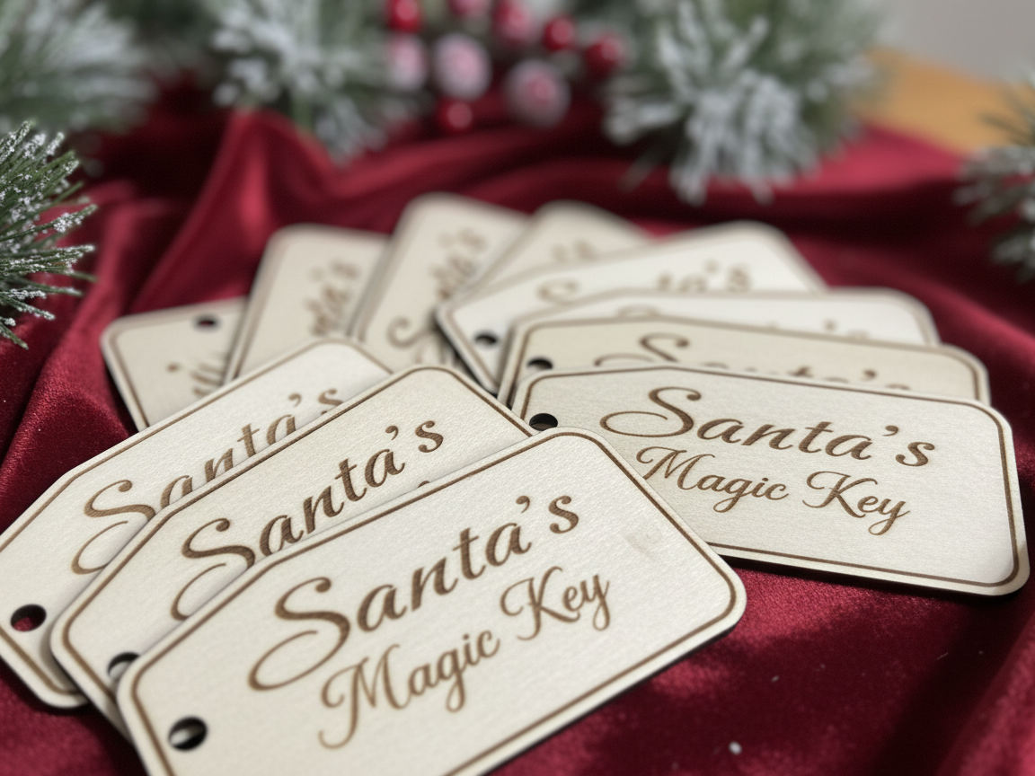 Laser Cut Wooden Tags with Santa's Magic Key Engraving - Ready to Use ...