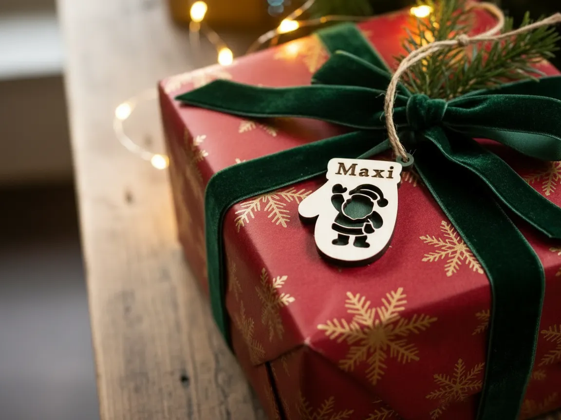 Personalized Santa Gift Tag free Christmas SVG laser cut design