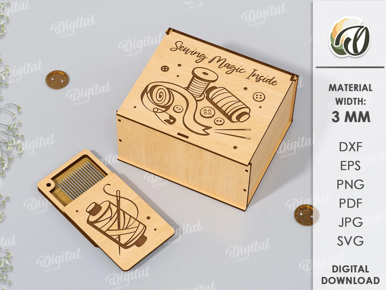 3D Needle and thread box laser cut