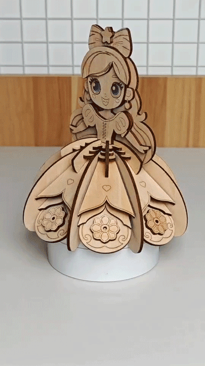 [Laser cut and engrave] Star Princess Wooden Toy Decoration