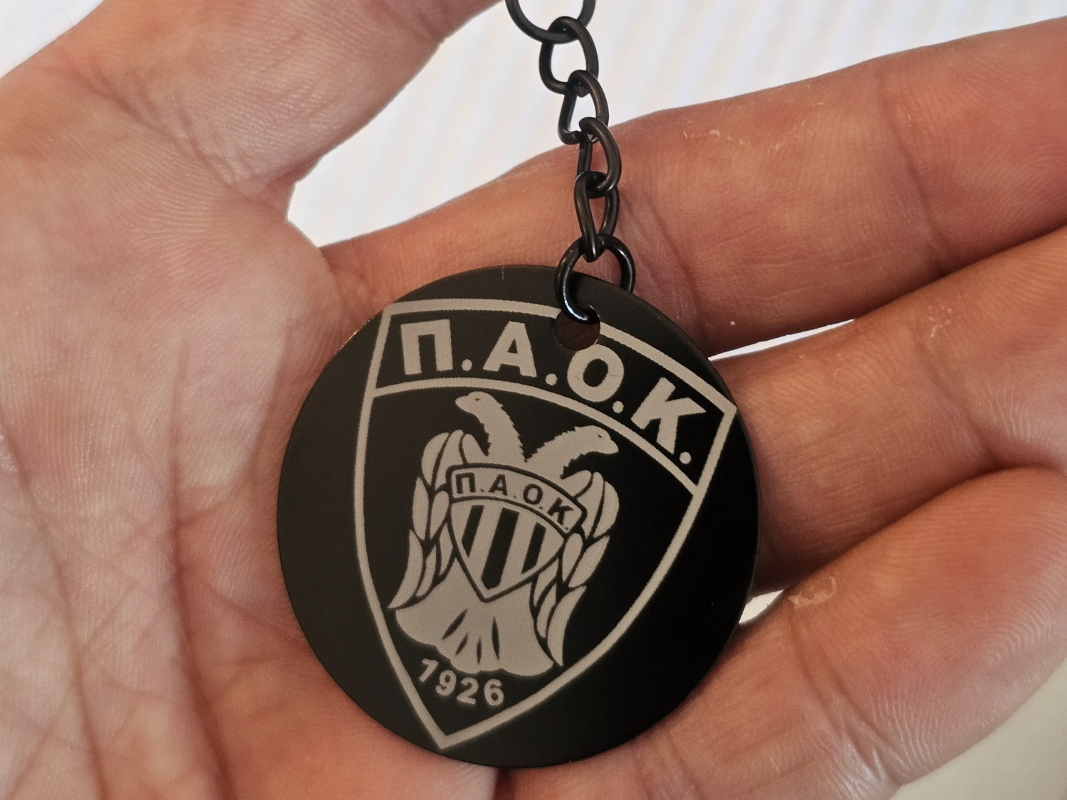 PAOK FC Logo Keychain with Double-Headed Eagle Emblem custom logo keychain idea