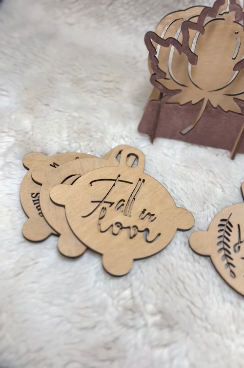 [Laser cut and engrave,Inkjet printing] Laser Cut Hello Fall Coffee Hot Cocoa Duster Cup Stencil Holder