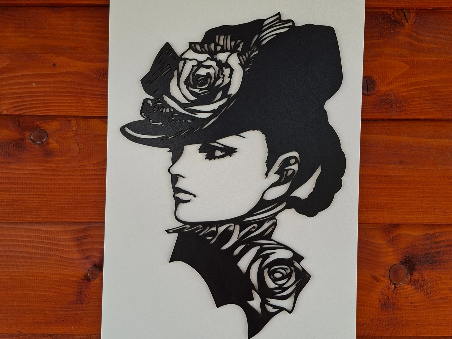 Floral woman profile silhouette wall art decor