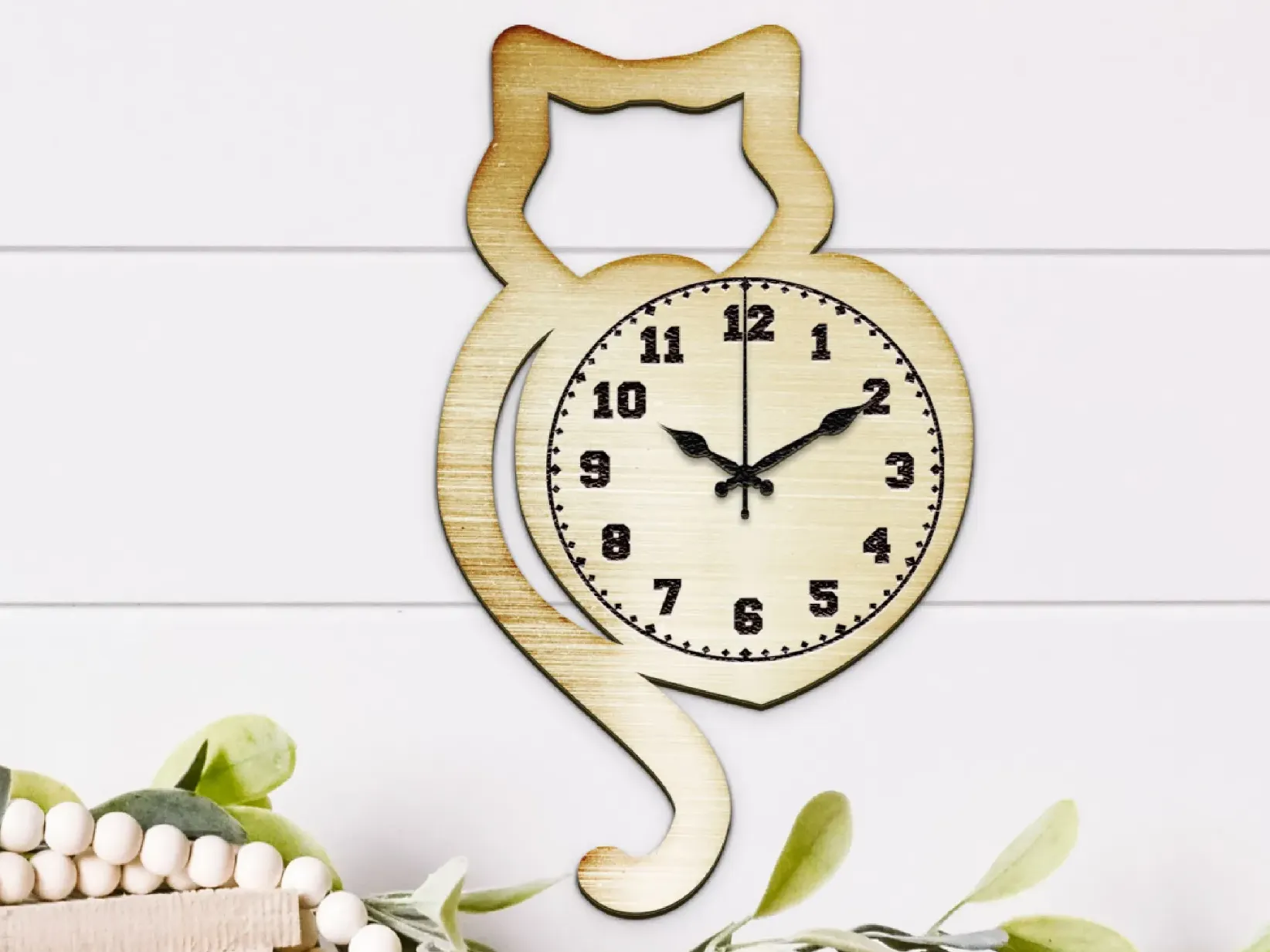 Heart-Bodied Cat Clock with Tail laser cut cat clock idea