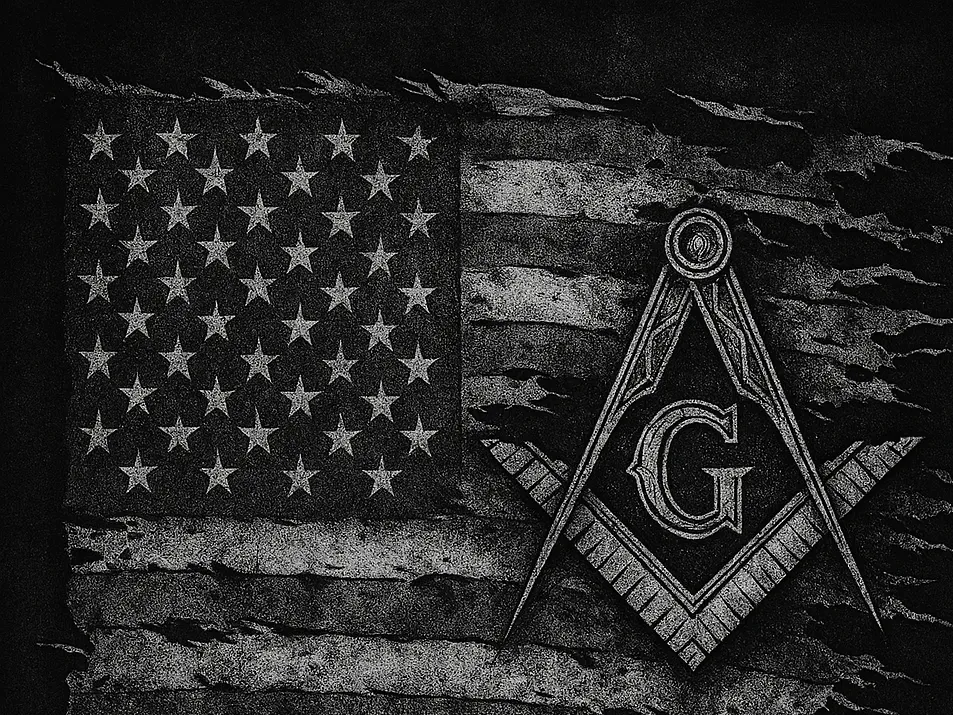 Laser Engraved American Flag with Masonic Square and Compass Symbol — free American flag wall art project file on Atomm