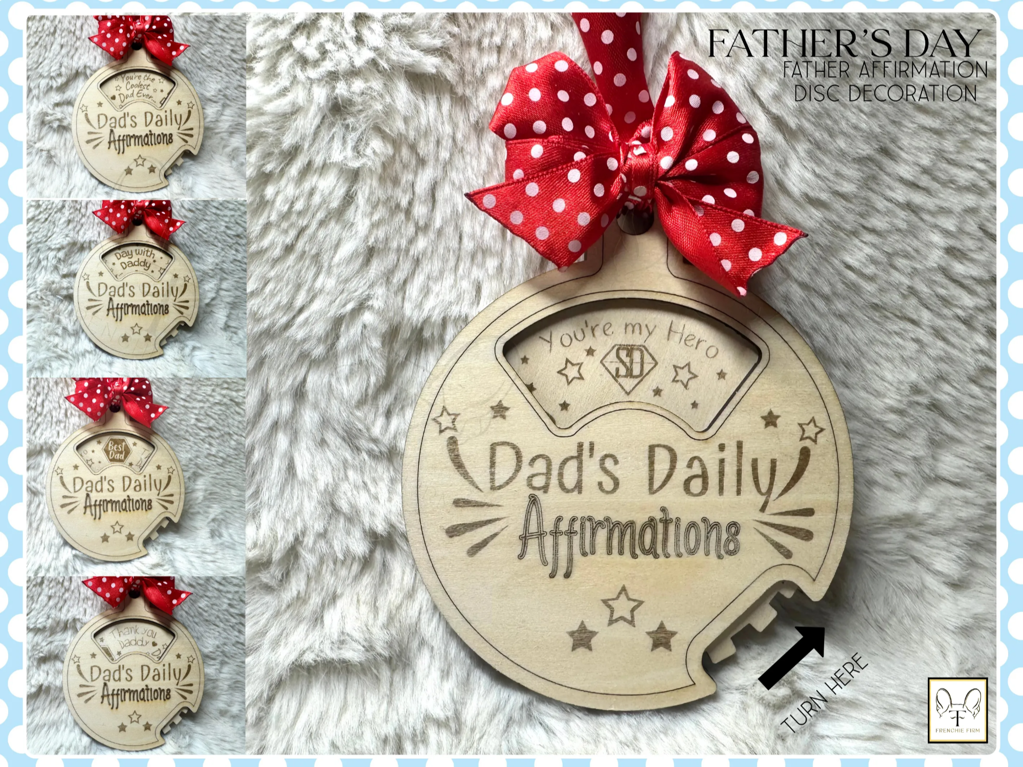 Wooden Dad's Daily Affirmations Disc father's day gift design