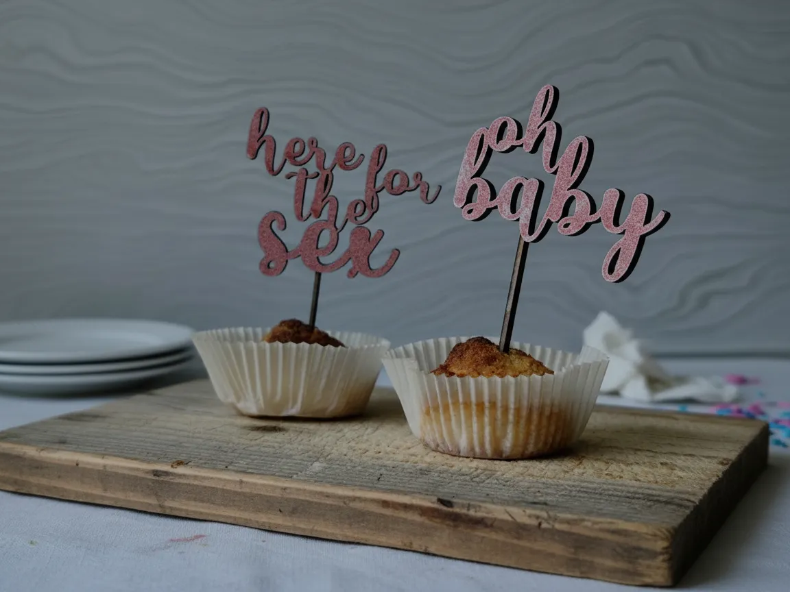 Pink glitter baby shower cupcake toppers