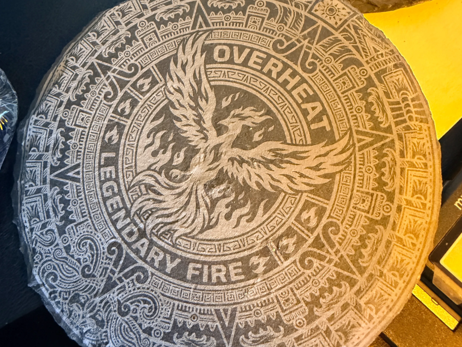 Moltres Aztec Sun Slate Coaster coaster Pokemon decor idea