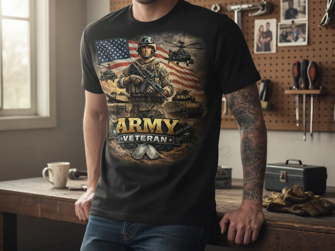 Army Veteran Desert Combat Tribute – Tank Bradley Helicopter Patriotic DTF Shirt Design PNG — free patriotic DTF shirt print design on Atomm