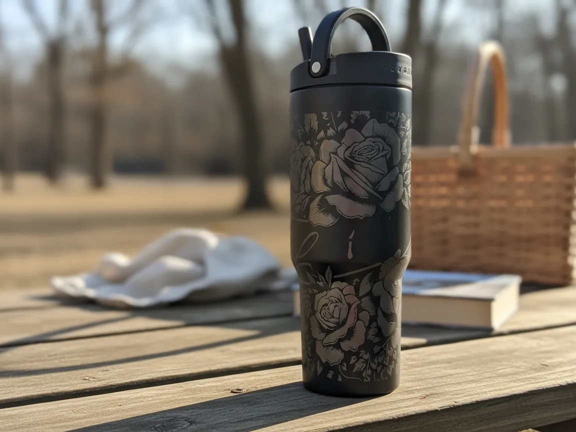 Laser cut and engrave | Rose engraved Hydro cup | Free Files - Atomm