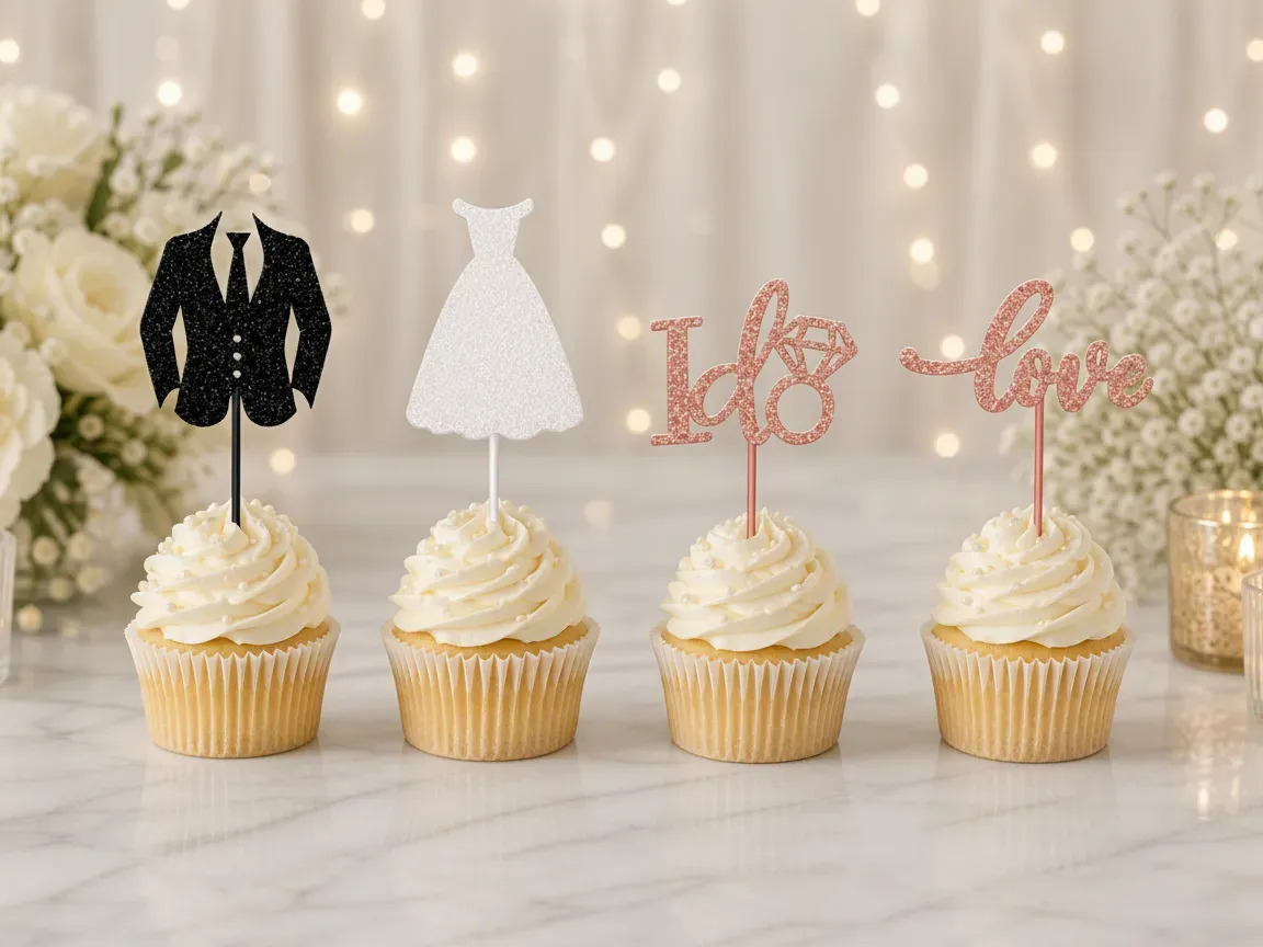 Bride and groom cupcake topper bundle for bridal shower