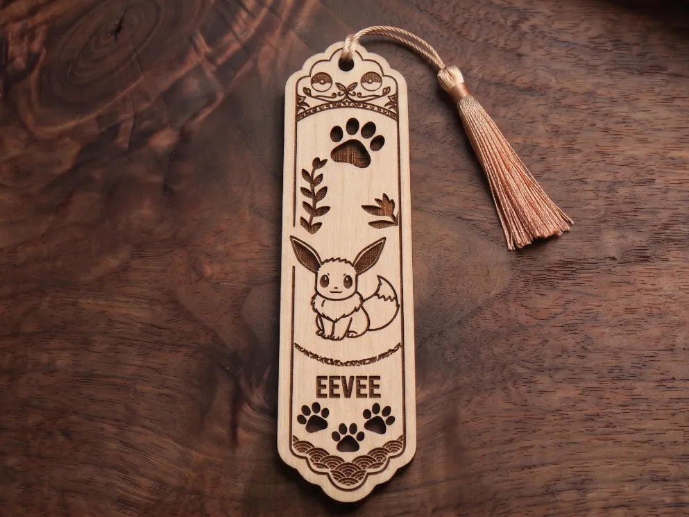 Eevee Wooden Bookmark with Paw Print Details bookmark design